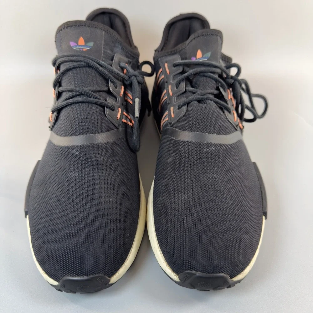 Adidas NMD R1 Mens 12 Running Shoes Black White Lace Up‎ Low Training Sneakers